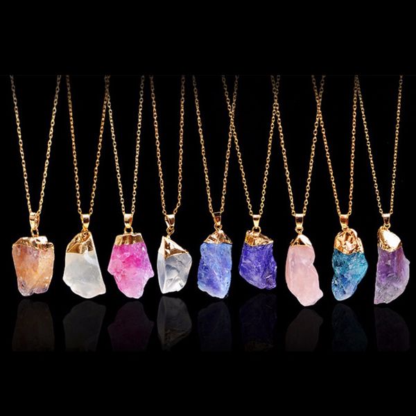 

shellhard women boho jewelry accessories vintage irregular crystal natural stone pendant necklace choker chain girlfriend gift, Silver