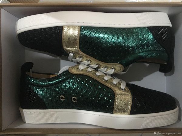 

design red bottom sneakers shoes studded spikes high pik pik spiked men shoes black green leather flat party shoes