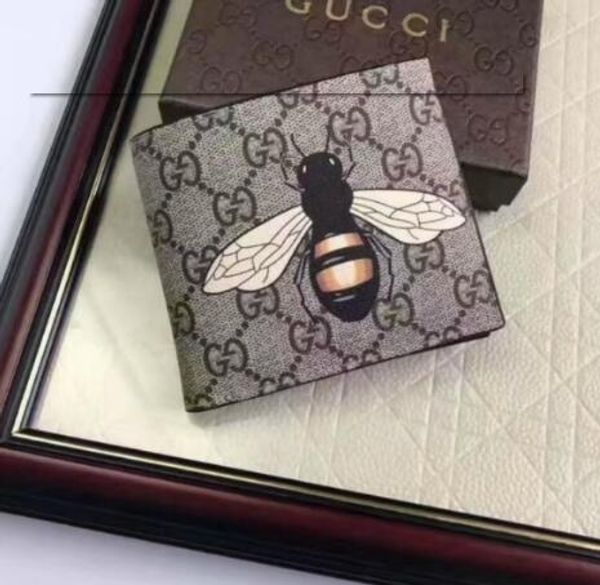 

new fashion high-quality leather men and women short wallet men's classic printing animal pattern wallet with no box, Red;black