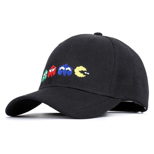 

new cartoon embroidered baseball cap pacman peaked cap personality sun shade sun hat men and women tide caps qxbri, Black;white