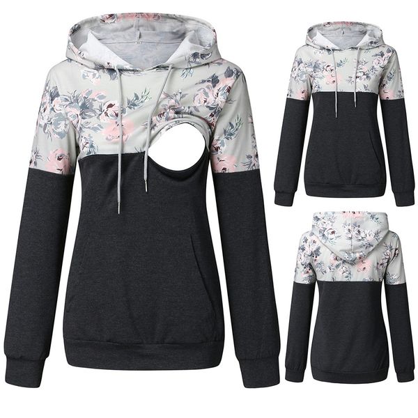 

new maternity sweatshirt women nursing maternity long sleeves hooded breastfeeding hoodie pregnant women hooded sweater#guahao, White