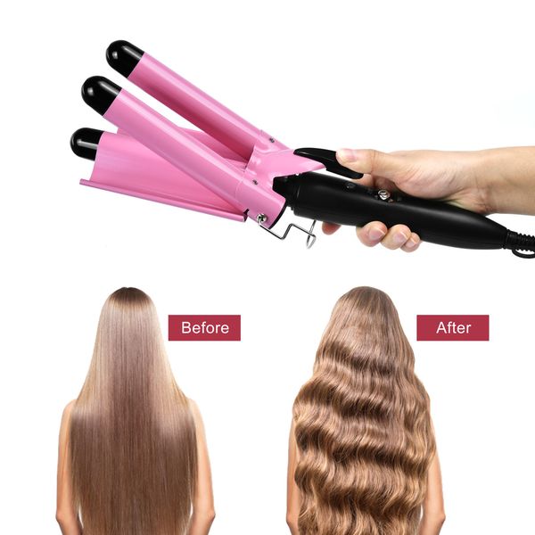 

professional hair curling iron ceramic triple barrel hair curler irons wave waver styling tools styler wand