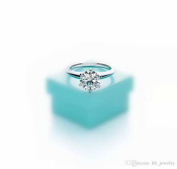 

high version six claw 1-3 karat diamond luxury ring 925sterling silver couple rings women marry wedding engagement lovers gift with box, Golden;silver