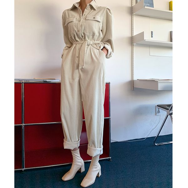 

women's jumpsuits & rompers spring 2021 corduroy romper women high fashion button jumpsuit female casual overalls, Black;white