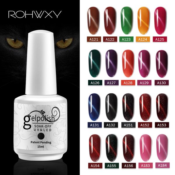 

rohwxy 15ml cat eye gel nail polish glitter uv gel nail art varnish lacquer soak off lacquer lak lucky polish top, Red;pink