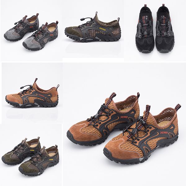 

selling mesh leather women mens designer leisure wading outdoor shoes flat breathable sneakers homemade brand made in china, White;red