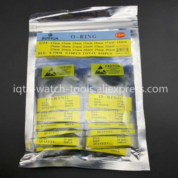 

size 12-30mm excellent quality set 950pcs 0.5mm dia round o ring watch case back gasket rubber seal washers