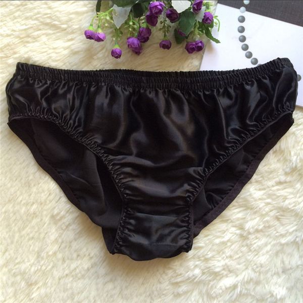

men's silk soft smooth body close touch briefs underwear, Black;white