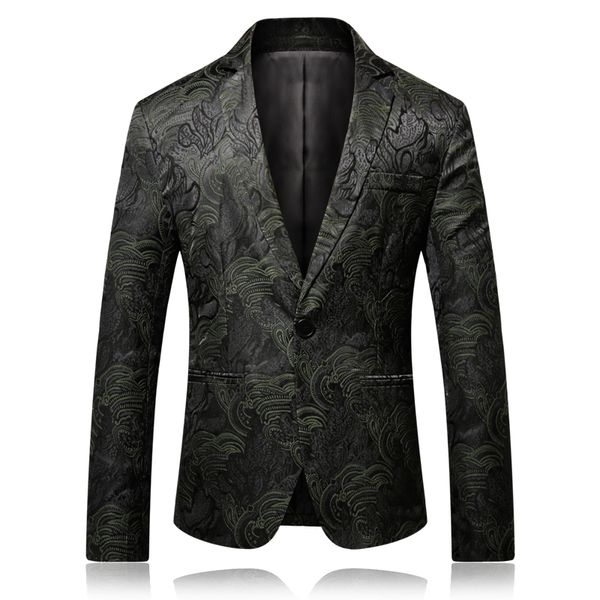 

mens printed blazer masculina slim fit 2019 new wind jacquard black 4xl elegant wedding party stylish blazers for men jacke, White;black