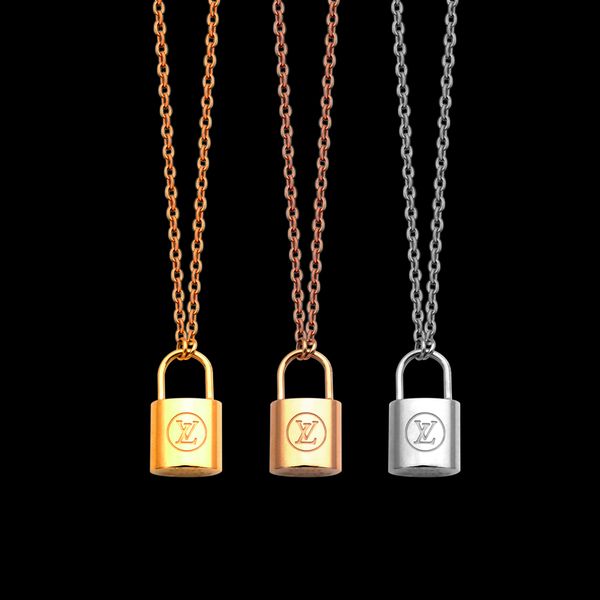 

роскошные ювелирные изделия серебро розовое золото замок кулон дизайнер ожерелье из 18-каратного золота из нержавеющей тонкой цепью женщины ожерелья стиль моды