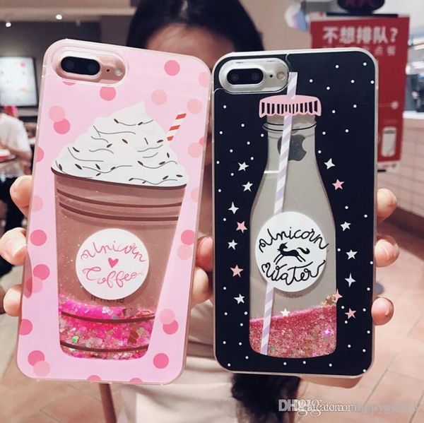 

factory price 2018 creative color jet quicksand iphone 5/6/7/8 / plus series of mobile phone shell soft fashion iphone phone sets e71