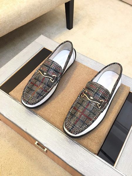 

[orignal box] luxury new mens diamond formal slip-on gentleman brand wedding dress drive shoes size 38-44, Black