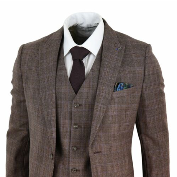 

harry brown tan brown mens suits wool 3 piece ( coat+pants+vest) peaked lapel costume homme formal men suit slim fit, White;black