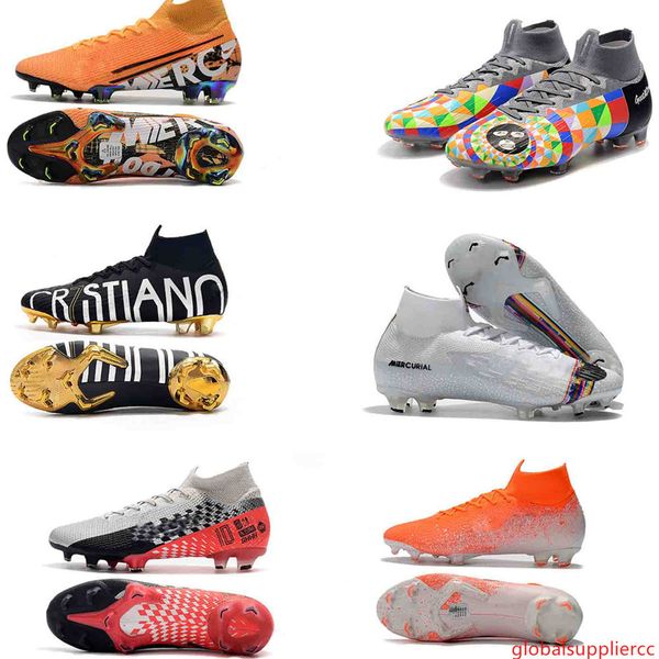 

full black mercurial superfly v cr7 360 elite soccer cleats 2019 100% original mens football boots nuovo white pack soccer shoes