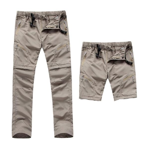

men's summer detachable trousers big code hygroscopic trekking outdoor fishing hiking pants secret pocket soft shell pants, Black;green