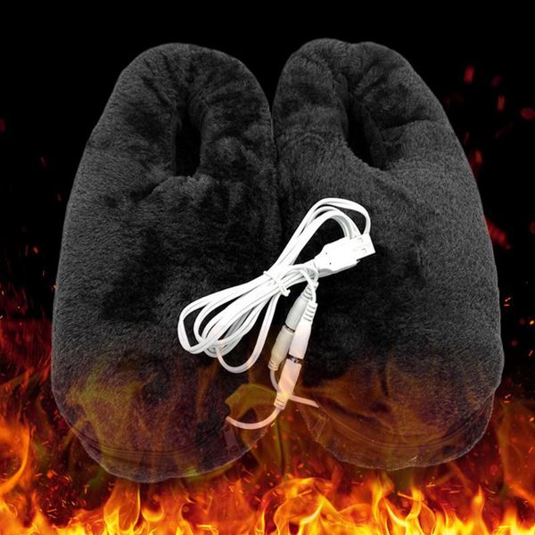 

feet warmer practical portable usb cold relief gift reliable pad home soft winter electric heated slipper heating shoes, Black