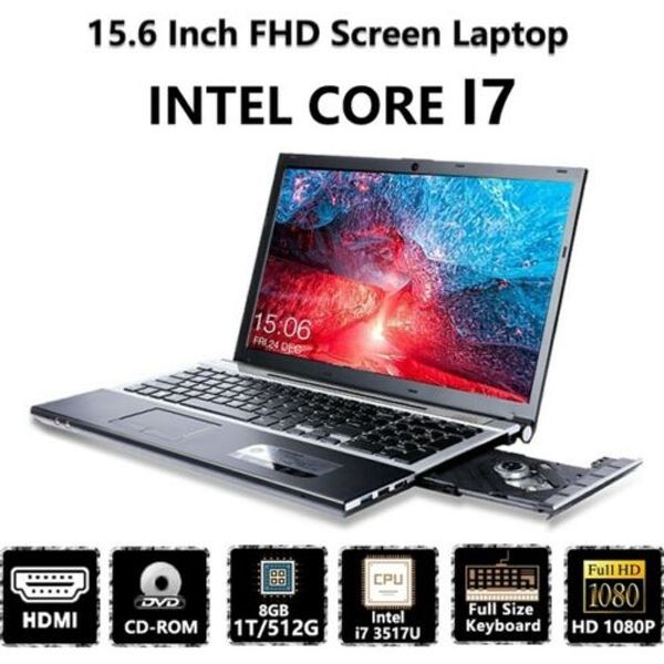 

15.6 inch intel core i7 fhd lapwindows 10 8gb 512g ssd dvd-driver notebook