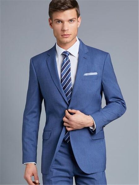 

handsome blue notch lapel men wedding suits groomsmen groom tuxedos mens tuxedo wedding suit 2 pcs(jacket+pants) custom made, White;black