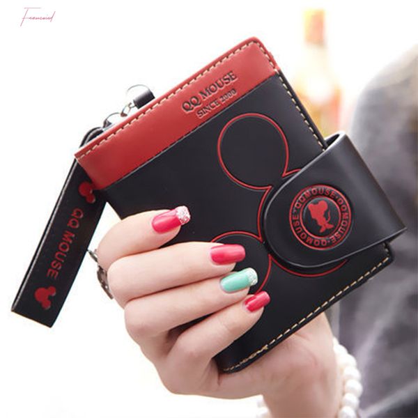 

fashion pu leather women wallet design purse 2018 zipper hasp women wallet for credit cards coin pocket carteras mujer, Red;black