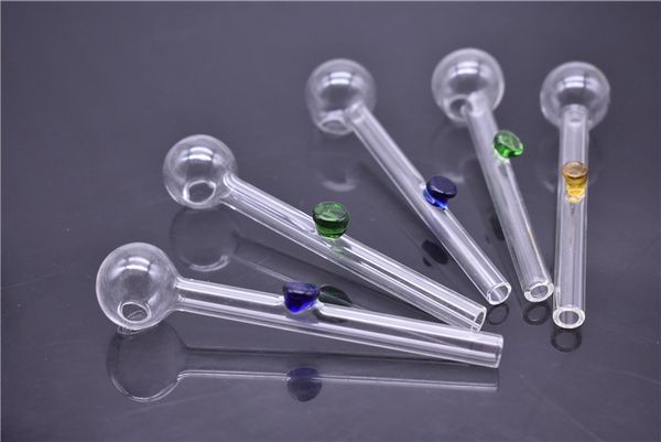 100 мм прямое стекло Труба для масляных горелок Glass Bong Water Pipes с разноцветным балансировочным стеклом для курительной трубки