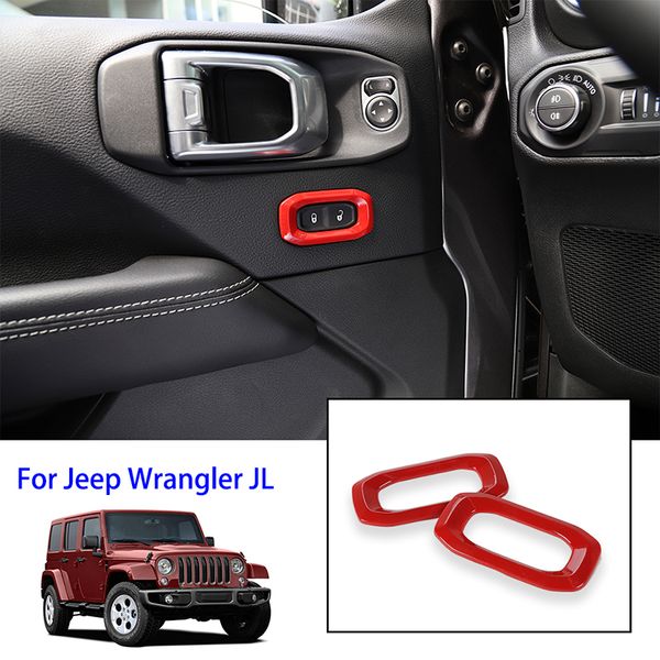 

red door lock switch decorative ring for jeep wrangler jl 2018 factory outlet high quatlity auto internal accessories