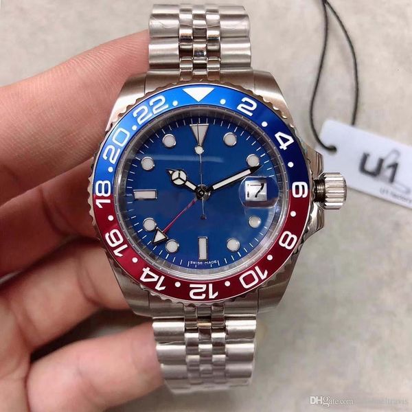 

classic watch independent adjustment gmt series 126710 blue dial 40mm sapphire glass automatic mechanical jubilee sports, Slivery;brown