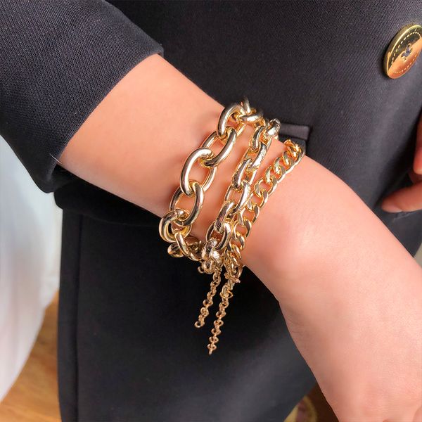 

yumfeel bracelets for women curb link chains bracelets fashion jewelry gifts, Black