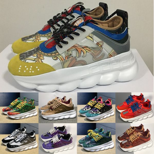 

Chain reaction man ca ual triple de igner neaker port fa hion men hoe women trainer lightweight link embo ed ole with du t bag