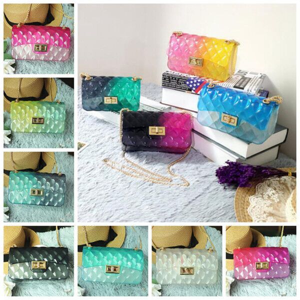 

13 styles clear transparent jelly chain shoulder bag matte crossbody handbag messenger fashion lady pouch candy color party pack fj505