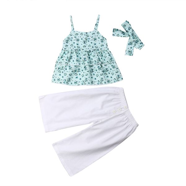 

baby clothes toddler kids baby girl strap t-shirt vest+ bell bottom leggings pants outfit size 1-5y, White