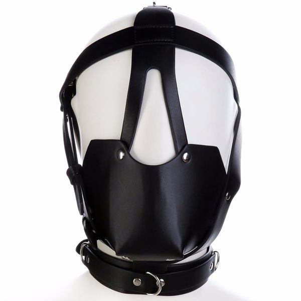 

toy gag mouth couple pu head sm mask leather bondage restraint harness hood game costume fetish women for men headgear y19071 geeu