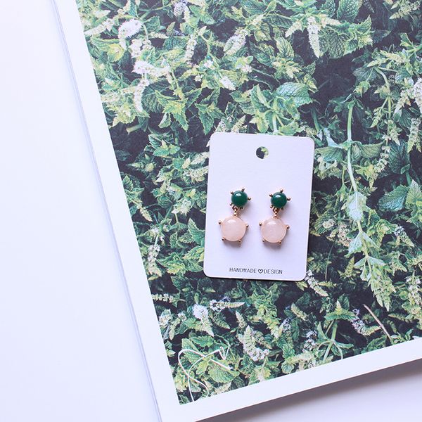 

s925 серебряная игла анти-чувствительность серьги ретро искусство цвет драгоценный камень серьга изысканный небольшой темперамент уха шпильк, Golden;silver