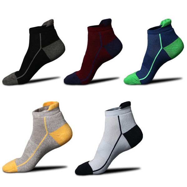 

5 pair outdoor sports socks men spring summer thin style running basketball socks ankle breathable mesh sweat absorbent, Black