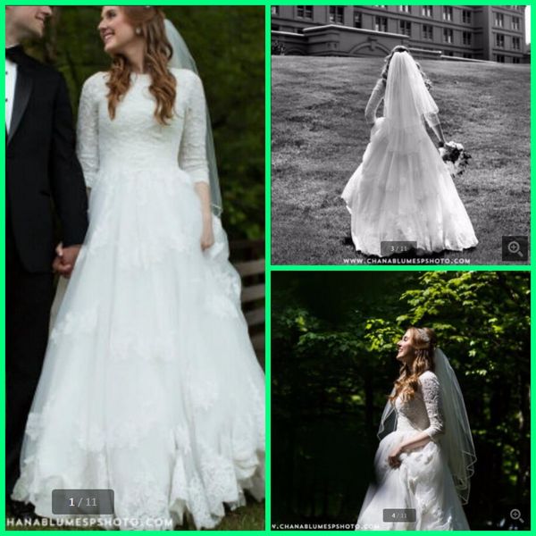 

2020 new beaded lace appliques a-line modest wedding dresses with 3/4 sleeves bridal gowns modest vestidos de novia custom made wedding gown, White