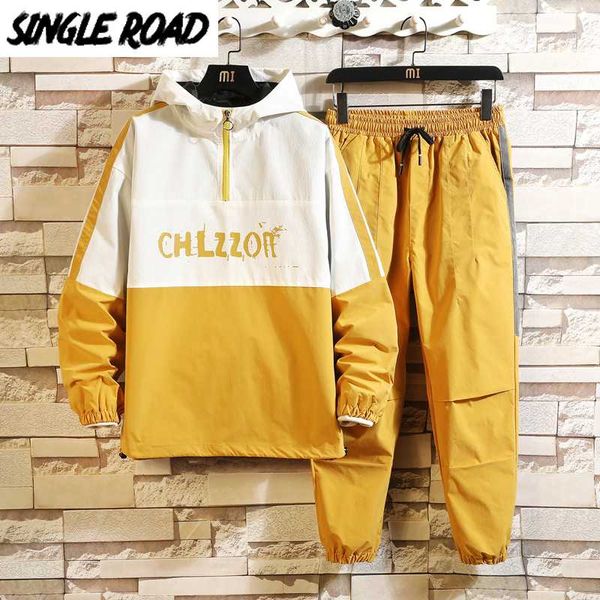 

singleroad мужская уличная одежда наборы спортивная одежда спортивный костюм мужчины пэчворк хип хоп куртка спортивные брюки куртки бегуны б, Gray