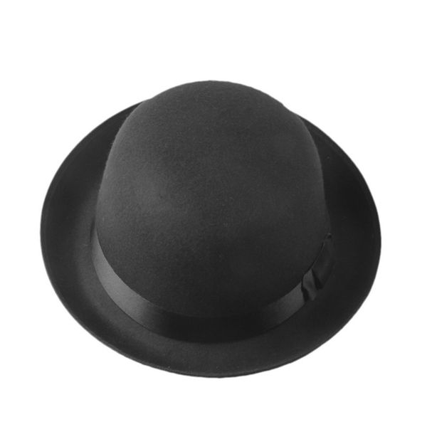 

luckylianji retro hard felt women men fold brim billycock round crown bowler derby hat (:57cm) y200110, Blue;gray