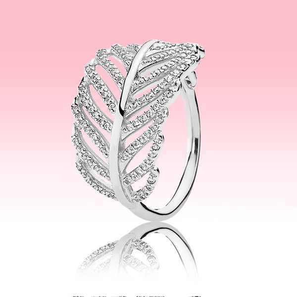 100% 925 Sterling Silver Ring Mulheres Grils Verão Jóias para Pandora Light Feather Ring com caixa de varejo original