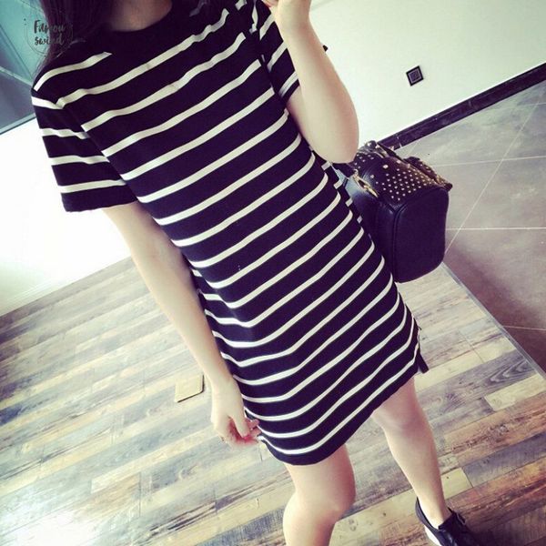 

платья long tee shirt платья партии tumblr sexy wild полосатый camisas femininas корейский ropa выше колена мини vetement женщин платье, Black;gray