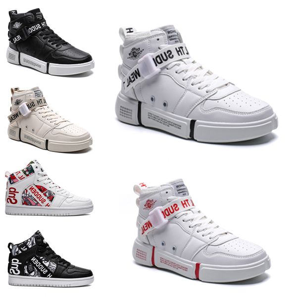 

ship non-brand men 1 utility classic black white women casual shoes skateboarding high trainers sports sneakers 36-44 style #26, White;red