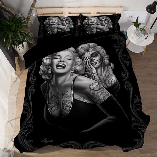 

llancl cartoon marilyn monroe printed quilt/duvet/comforter cover children bedroom gift 3pcs polyester fiber christmas gift duvet cover