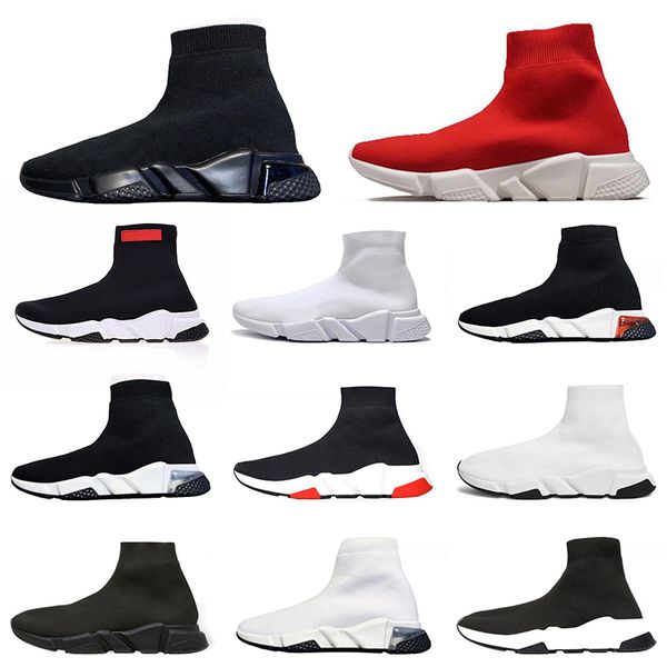 

luxury speed trainer casual running flat sock shoes graffiti transparent triple white men women sports sneakers size 5.5-11