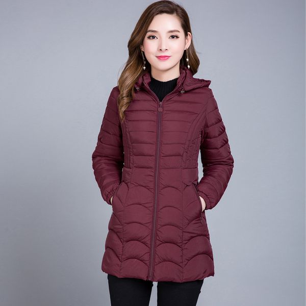 

cotton-padded clothes medium-lengt new style winter jacket korean-style loose-fit plus-sized zipper hooded loose, Black