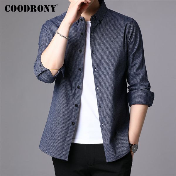 

men's casual shirts coodrony men shirt pure cotton long sleeve 2021 arrival autum winter business camisa masculina 96077, White;black
