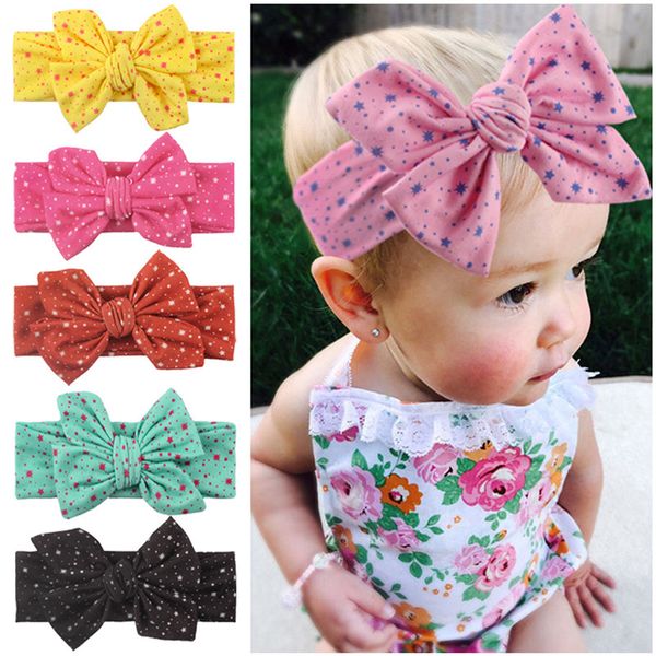 

flower print star baby headband baby girl headbands for girls turban bows cute hair accessories, Slivery;white