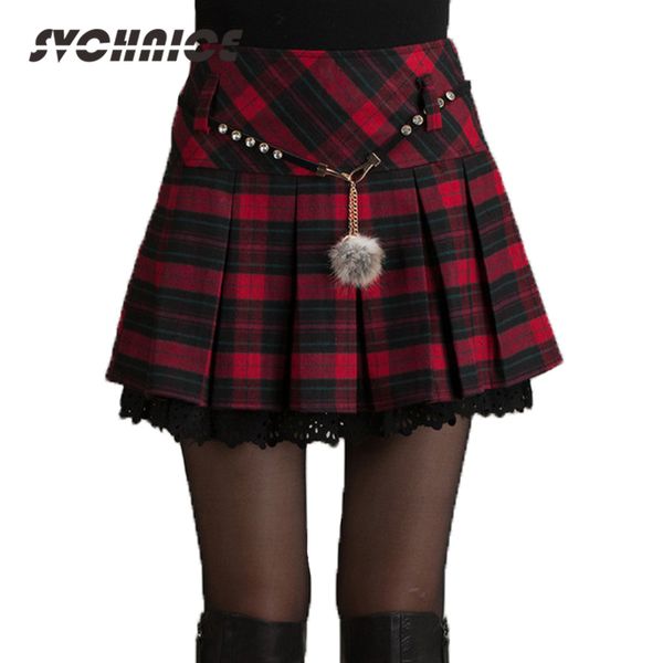 

fashion autumn winter skirt women 2019 spring schoolgirl short gray/red pleated skirt mini plaid skirts women faldas saia, Black;gray