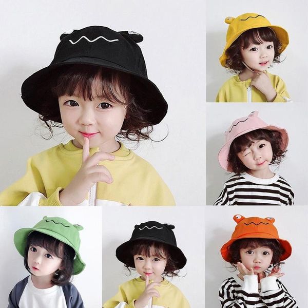 

2020 children boy and girl summer outdoor sunscreen hat children's summer shade outdoor cartoon hat thin section fisherman, Yellow
