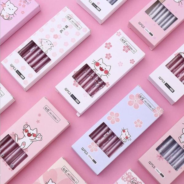 

4 pcs/lot cherry blossom cat gel pen signature pen escolar papelaria school office supply promotional gift