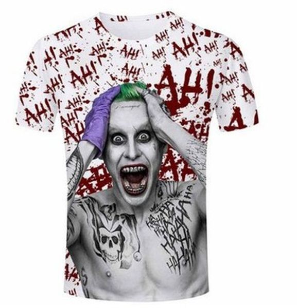 

1028 dc cartoon clown 3d printed short sleeves t-shirt supply of goods, White;black