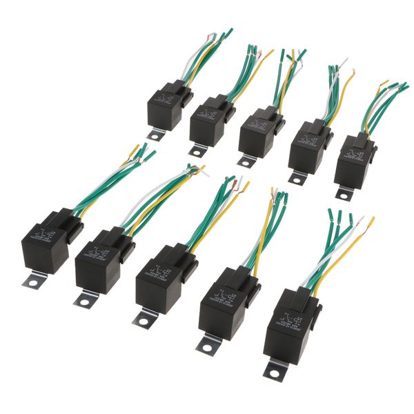 

10pcs 12v 40a amp spst relay & socket harness 5 pin 5 wire waterproof