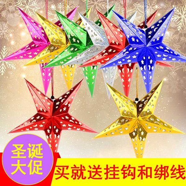 

decoration five-pointed star christmas roof stars ornaments shopping mall shop ceiling window glass decoration pendant